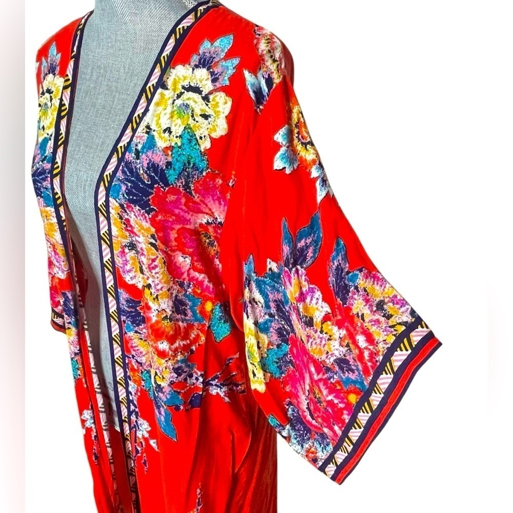 Flying Tomato Anthropologie Sz M-L Floral Print Kimono Cardigan Duster Top - Picture 5 of 12